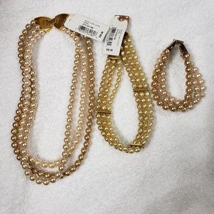 Vintage Contemporary Napier Pearls Jewelry 2 Necklaces1 Bracelet, Mother's Day